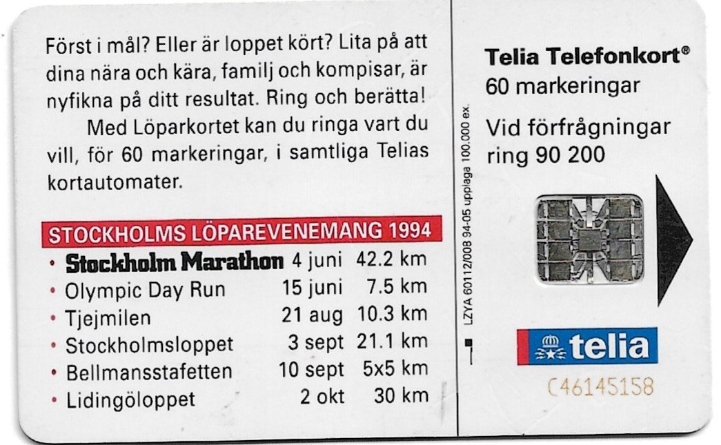 TARJETA TELEFONICA SUECIA 60 UNIDADES LÓARKORTET 1994