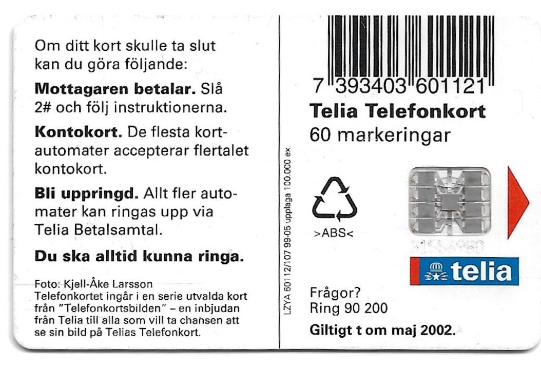 TARJETA TELEFONICA SUECIA 60 UNIDADES ANIMALES 1999