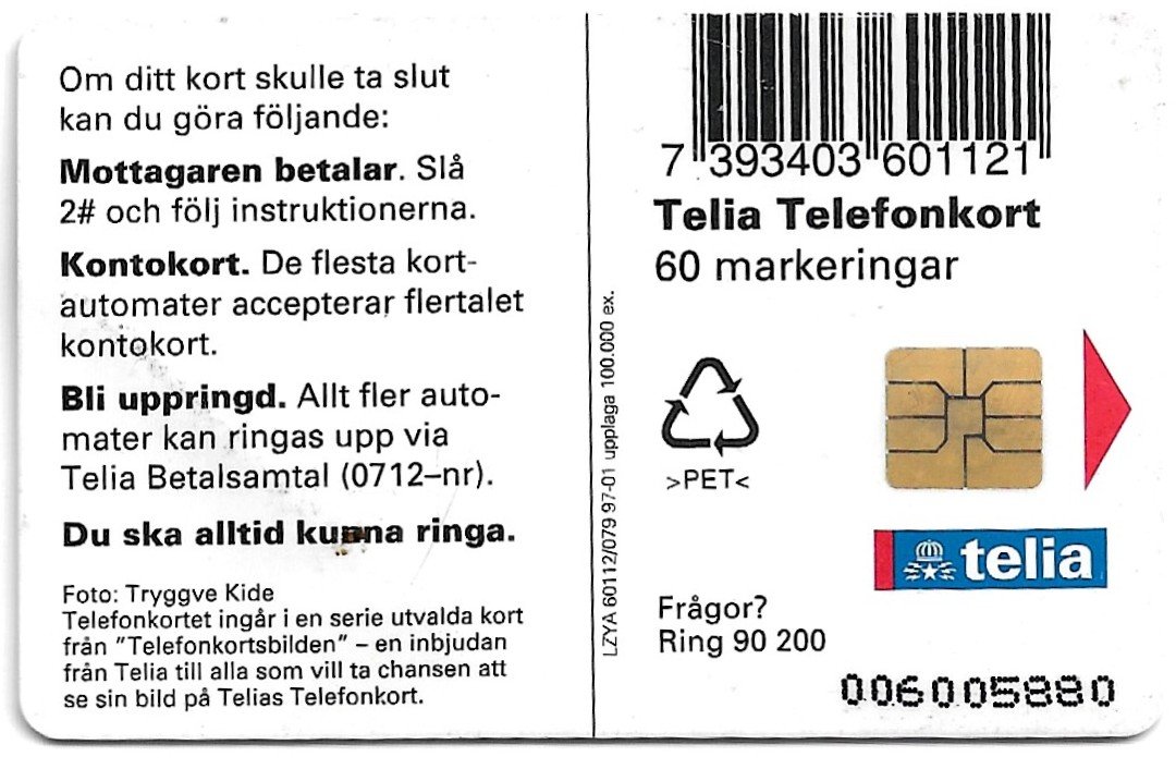 TARJETA TELEFONICA SUECIA 60 UNIDADES FAUNA 1997