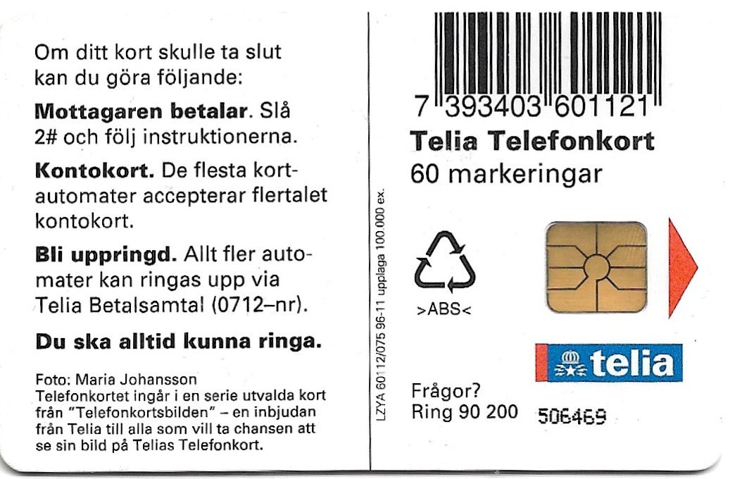 TARJETA TELEFONICA SUECIA 60 UNIDADES FAUNA 1996