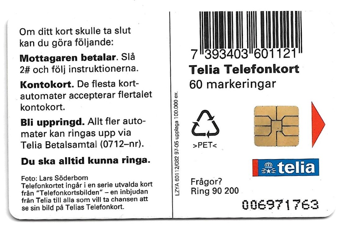TARJETA TELEFONICA SUECIA 60 UNIDADES FAUNA 1996