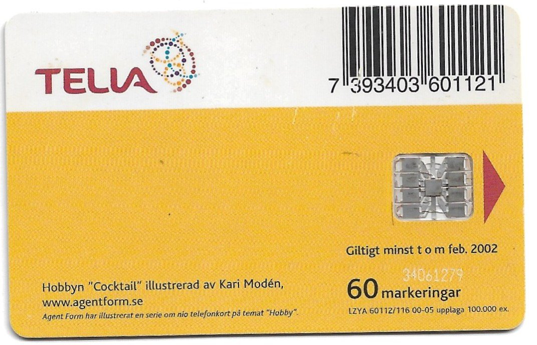 TARJETA TELEFONICA SUECIA 60 UNIDADES PUBLICIDAD 2000