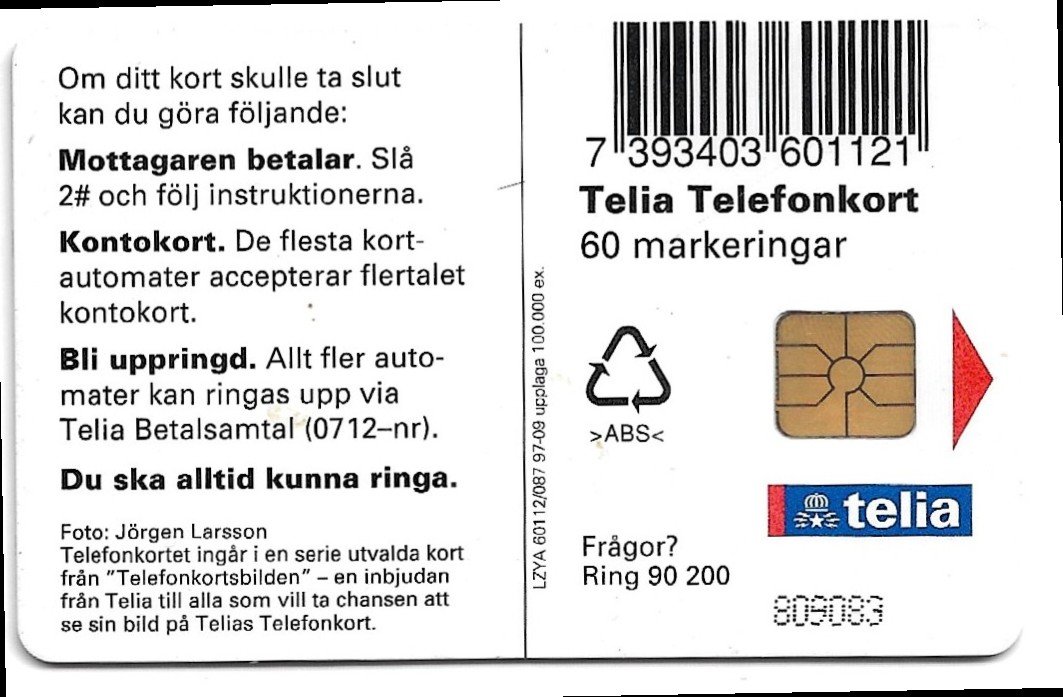 TARJETA TELEFONICA SUECIA 60 UNIDADES PAISAJE 1997