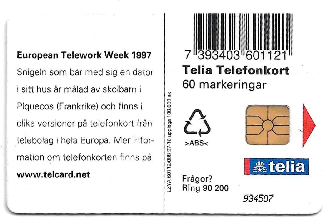 TARJETA TELEFONICA SUECIA 60 UNIDADES ARTE 1997