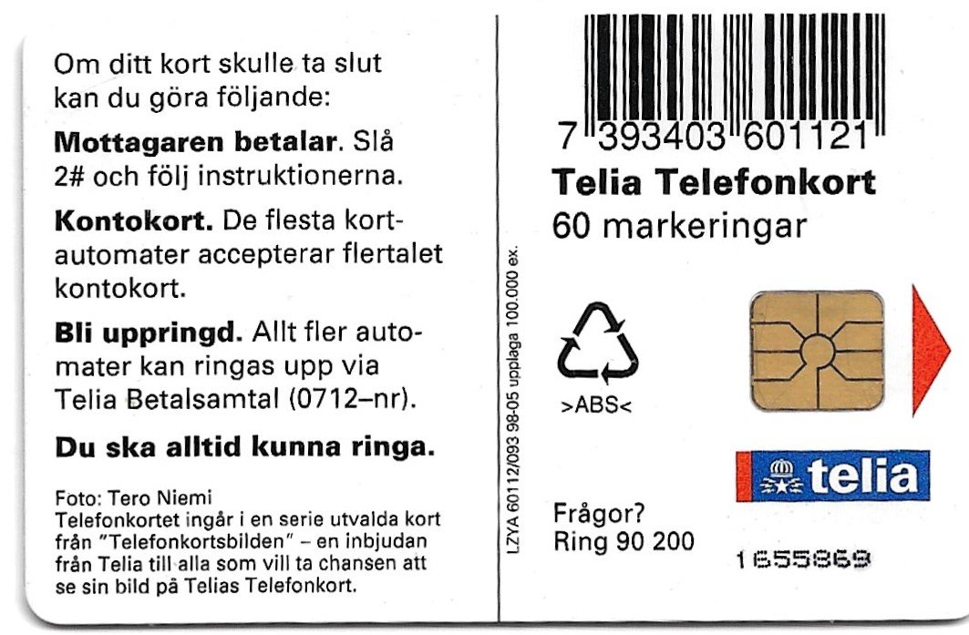 TARJETA TELEFONICA SUECIA 60 UNIDADES FAUNA 1998