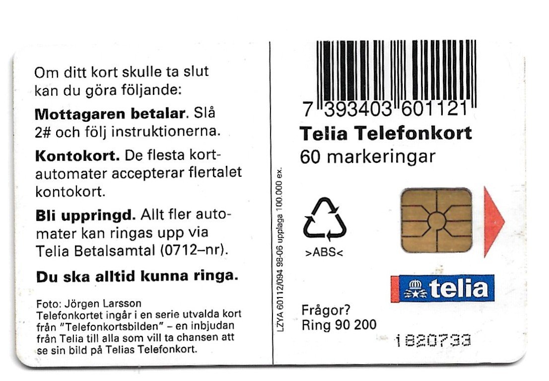 TARJETA TELEFONICA SUECIA 60 UNIDADES PUBLICIDAD 1998