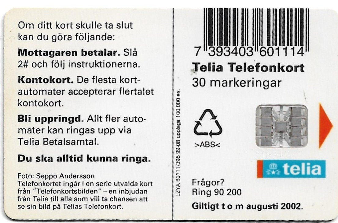 TARJETA TELEFONICA SUECIA 30 UNIDADES PAISAJE 1999