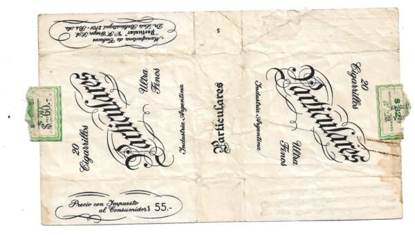 MARQUILLA PARTICULARES 20 CIGARRILLOS INDUSTRIA ARGENTINA SOFT