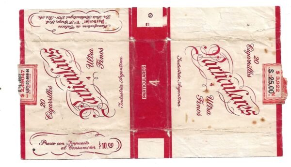 MARQUILLA PARTICULARES 20 CIGARRILLOS INDUSTRIA ARGENTINA SOFT