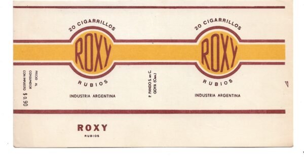 MARQUILLA ROXY 20 CIGARRILLOS INDUSTRIA ARGENTINA SOFT