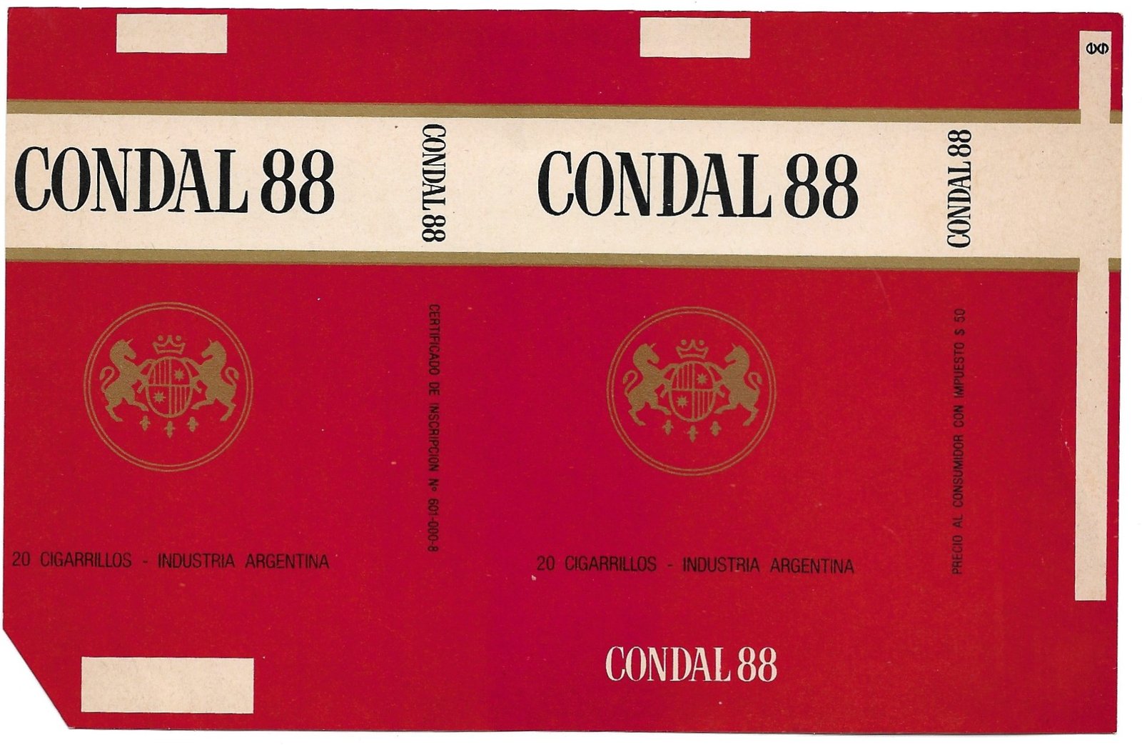 MARQUILLA CONDAL 88 20 CIGARRILLOS INDUSTRIA ARGENTINA SOFT