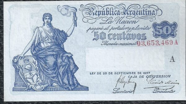ARGENTINA BILLETE CAJA DE CONVERSION 50 CENT BOT 1525 UNC
