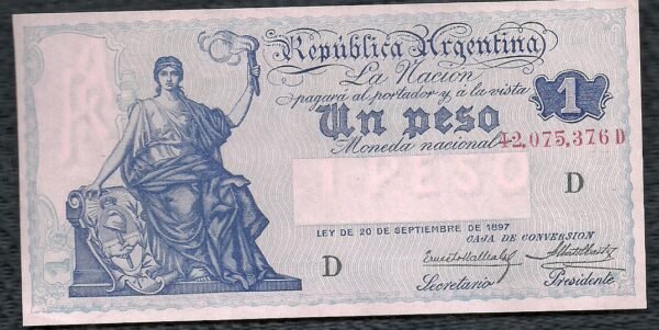 ARGENTINA BILLETE CAJA DE CONVERSION 1 PESO BOT 1557 UNC