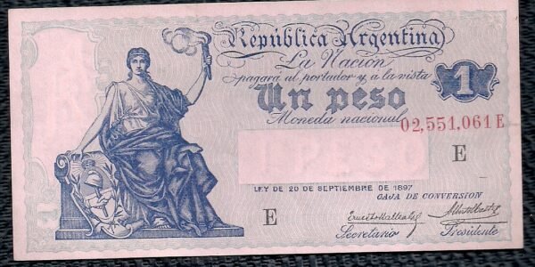 ARGENTINA BILLETE CAJA DE CONVERSION 1 PESO BOT 1560 AU