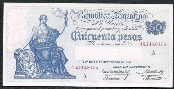 ARGENTINA BILLETE CAJA DE CONVERSION 50 PESOS BOT 1657 AU