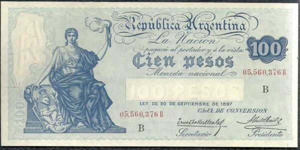 ARGENTINA BILLETE CAJA DE CONVERSION 100 PESOS BOT 1689 UNC