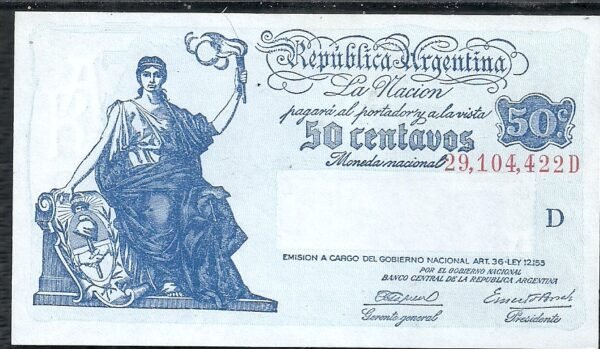 ARGENTINA BILLETE PROGRESO 50 CENTAVOS BOT 1804 a UNC
