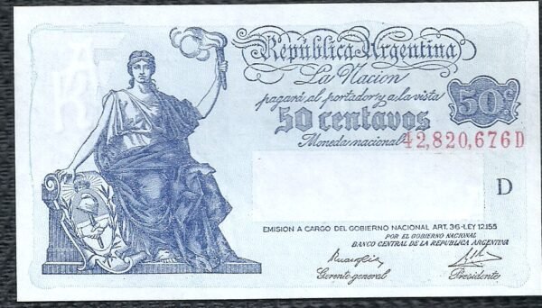 ARGENTINA BILLETE PROGRESO 50 CENTAVOS BOT 1806 UNC