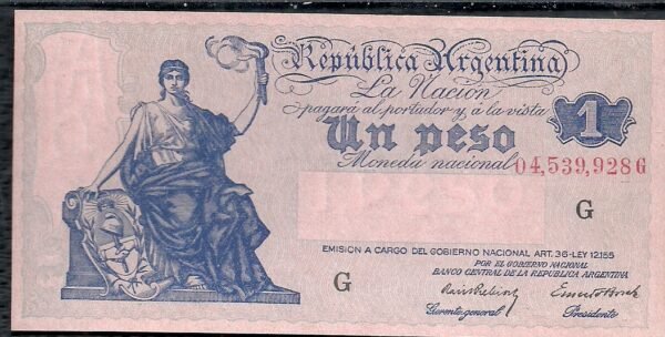 ARGENTINA BILLETE PROGRESO 1 PESO BOT 1813 UNC