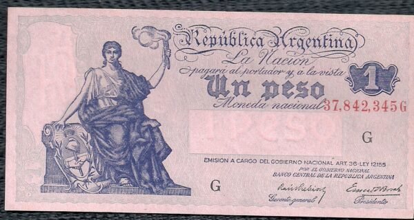 ARGENTINA BILLETE PROGRESO 1 PESO BOT 1815 UNC