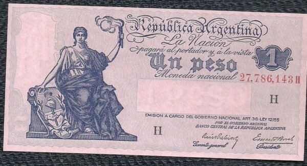 ARGENTINA BILLETE PROGRESO 1 PESO BOT 1818 UNC
