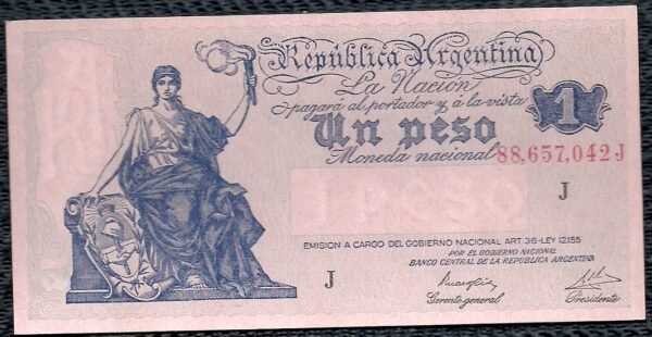 ARGENTINA BILLETE PROGRESO 1 PESO BOT 1830 UNC