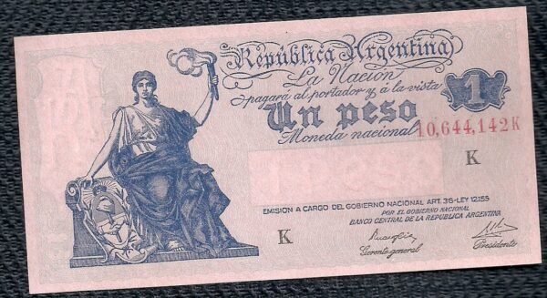ARGENTINA BILLETE PROGRESO 1 PESO BOT 1832 UNC