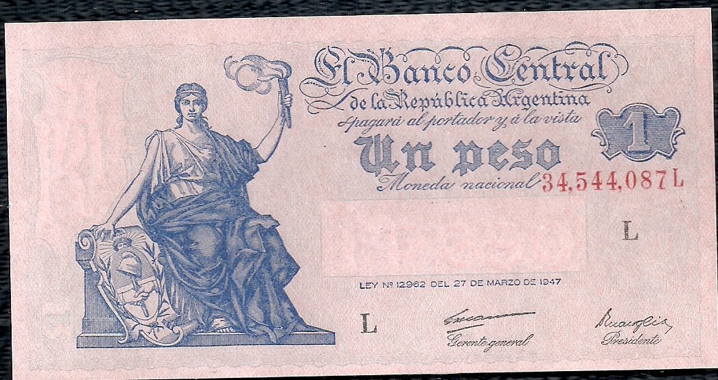 ARGENTINA BILLETE PROGRESO 1 PESO BOT 1835 UNC