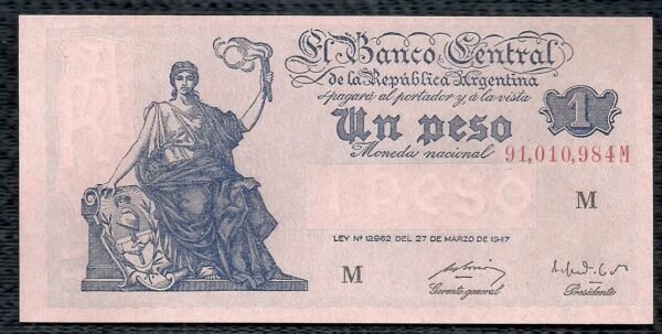 ARGENTINA BILLETE PROGRESO 1 PESO BOT 1839 UNC