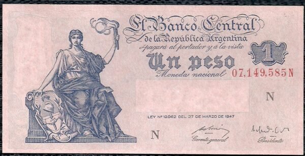ARGENTINA BILLETE PROGRESO 1 PESO BOT 1840 UNC
