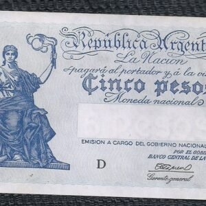 ARGENTINA BILLETE PROGRESO 5 PESOS BOT 1853a UNC