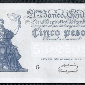 ARGENTINA BILLETE PROGRESO 5 PESOS BOT 1862 UNC