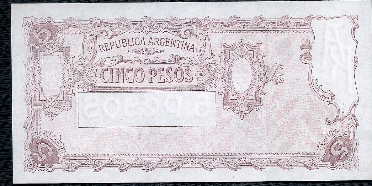 ARGENTINA BILLETE PROGRESO 5 PESOS BOT 1869 AU - Imagen 2