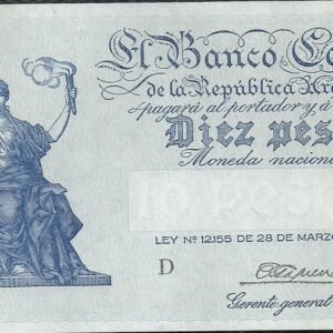 ARGENTINA BILLETE PROGRESO 10 PESOS BOT 1887 AU