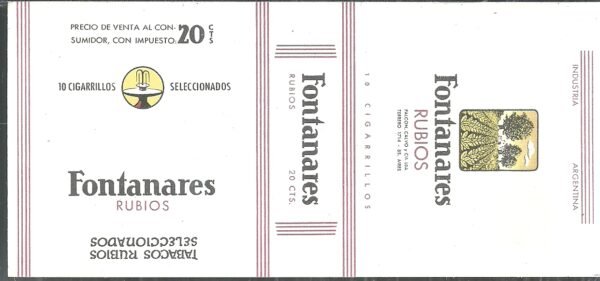 MARQUILLA FONTANARES RUBIOS 10 CIGARRILLOS INDUSTRIA ARGENTINA SOFT