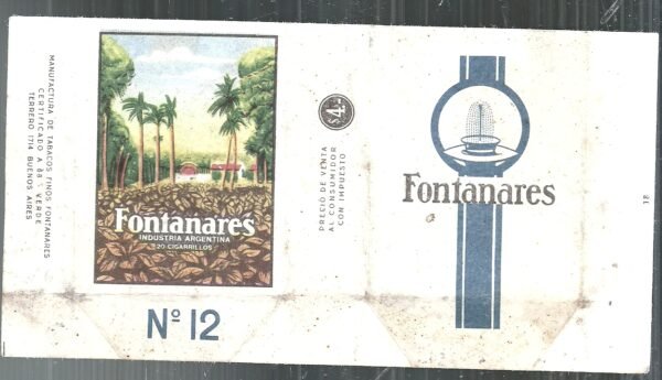 MARQUILLA FONTANARES 12 RUBIOS 10 CIGARRILLOS INDUSTRIA ARGENTINA SOFT
