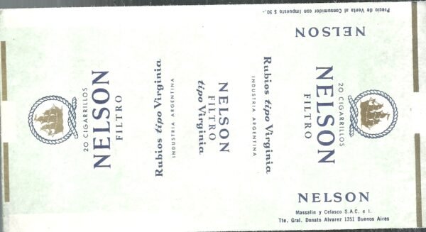 MARQUILLA NELSON 20 CIGARRILLOS INDUSTRIA ARGENTINA SOFT