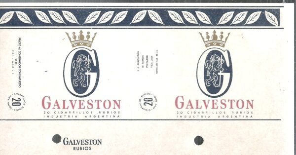 MARQUILLA GALVESTON 20 CIGARRILLOS INDUSTRIA ARGENTINA SOFT