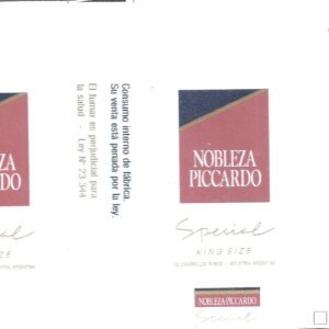 MARQUILLA NOBLEZA PICCARDO 10 CIGARRILLOS INDUSTRIA ARGENTINA SOFT