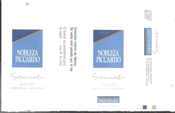 MARQUILLA NOBLEZA PICCARDO 10 CIGARRILLOS INDUSTRIA ARGENTINA SOFT