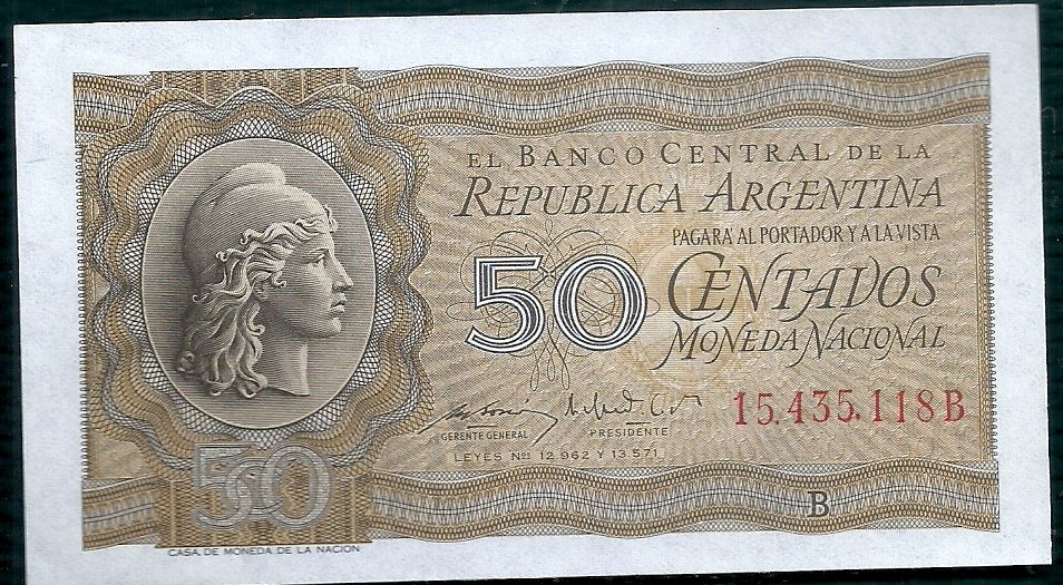 ARGENTINA BILLETE MONEDA NACIONAL 50 CENTAVOS BOT 1904 UNC
