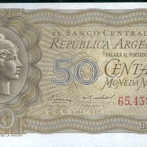 ARGENTINA BILLETE MONEDA NACIONAL 50 CENTAVOS BOT 1907 UNC