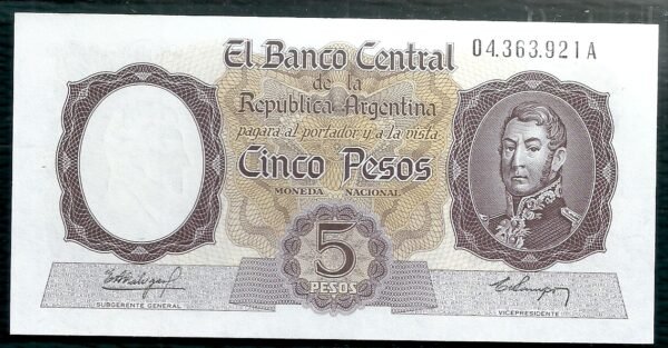 ARGENTINA BILLETE MONEDA NACIONAL 5 PESOS BOT 1919 UNC