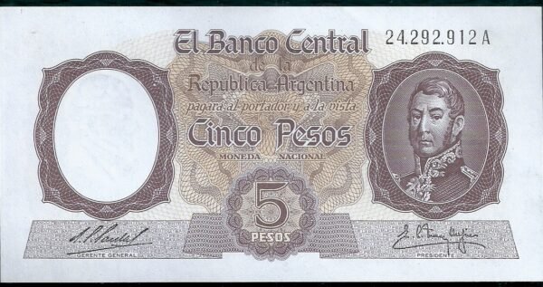 ARGENTINA BILLETE MONEDA NACIONAL 5 PESOS BOT 1921 UNC