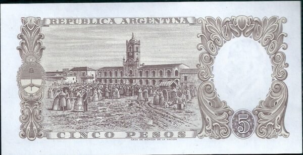 ARGENTINA BILLETE MONEDA NACIONAL 5 PESOS BOT 1921 UNC - Imagen 2