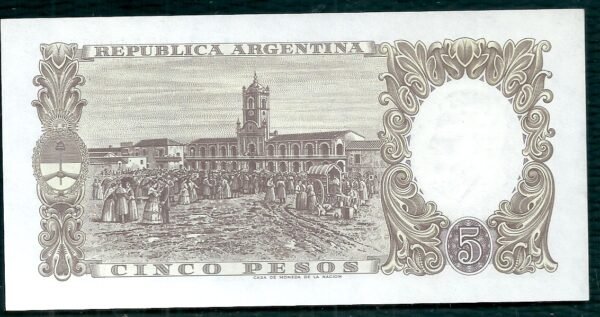 ARGENTINA BILLETE MONEDA NACIONAL 5 PESOS BOT 1924 UNC - Imagen 2