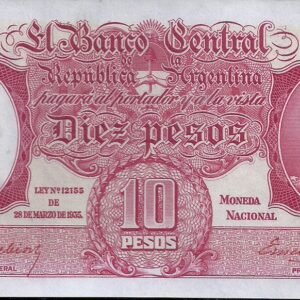 ARGENTINA BILLETE MONEDA NACIONAL 10 PESOS BOT 1927 UNC