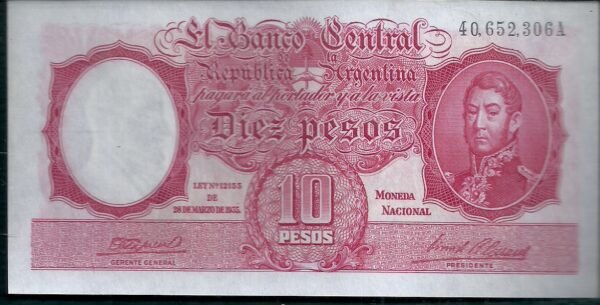 ARGENTINA BILLETE MONEDA NACIONAL 10 PESOS BOT 1931 UNC