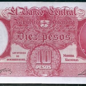 ARGENTINA BILLETE MONEDA NACIONAL 10 PESOS BOT 1934 UNC
