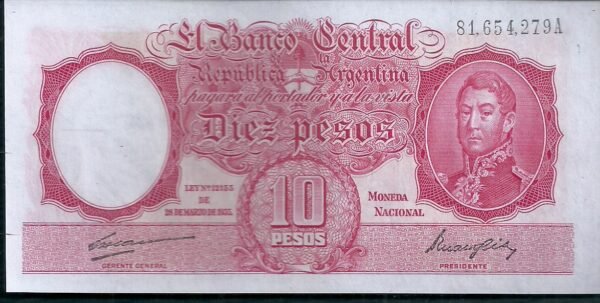 ARGENTINA BILLETE MONEDA NACIONAL 10 PESOS BOT 1936 UNC